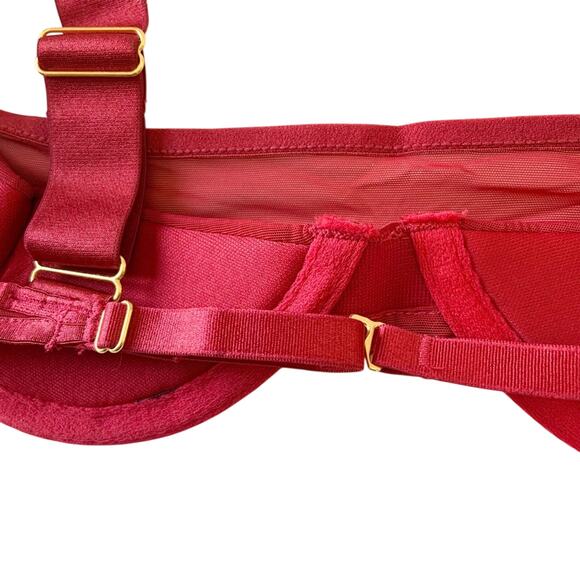 House of Desire Premium Devon Mesh Bra & Panty Set Red Crisscross Medium NEW - Picture 10 of 15